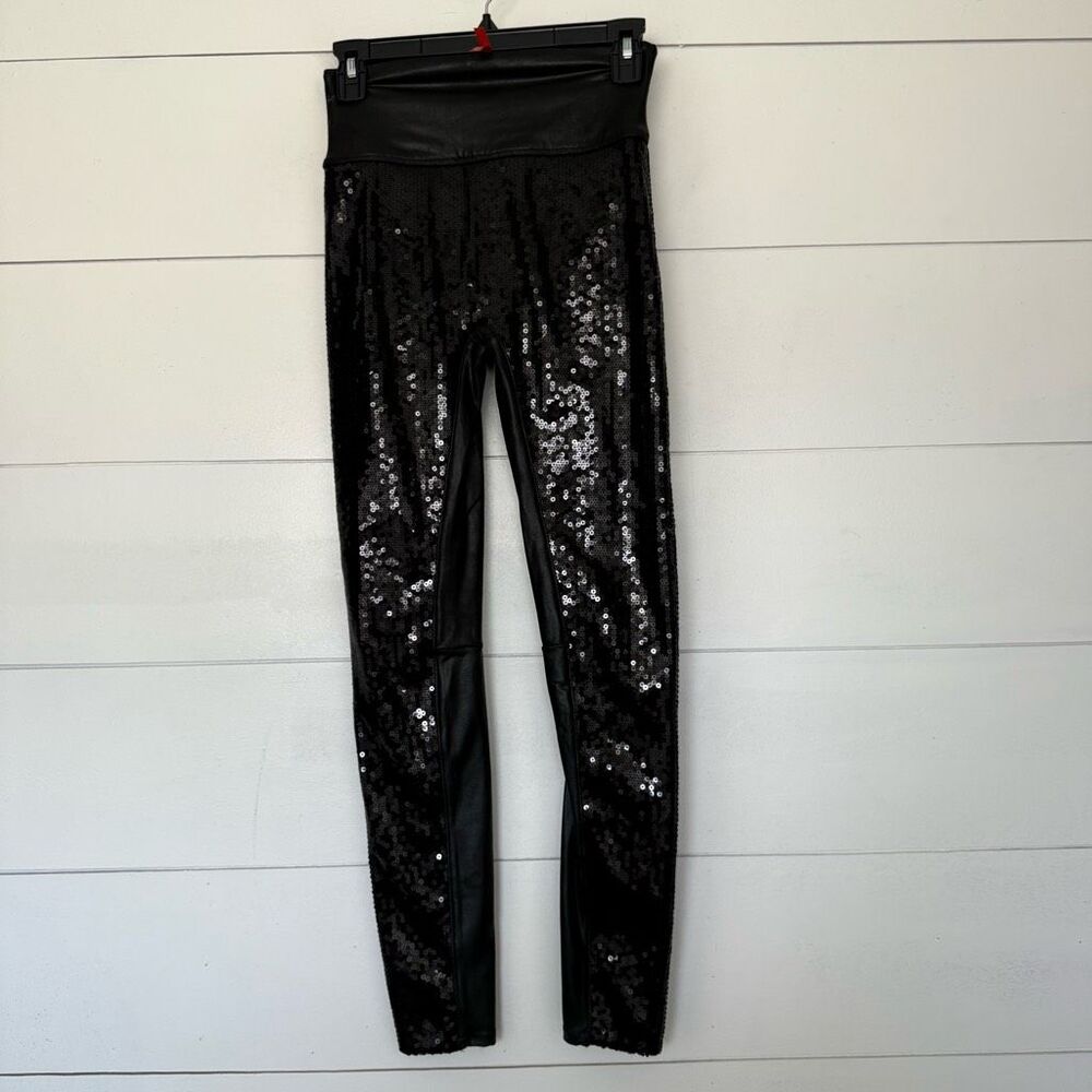 Spanx Women’s Small Faux Leather Sequin Leggings Pants